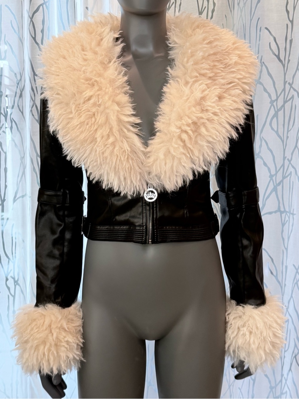 Dolls Kill Generation Kiss Covet Moto Faux Leather Cropped Jacket Black Size XXS